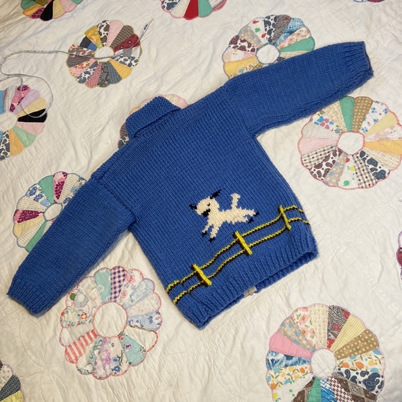 Vintage Handmade heavy-knit sheep graphic sweater - Picture 6 of 8